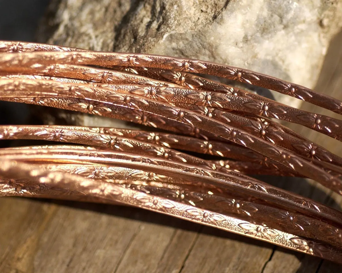 Copper Ring Stock Shank 3mm Burst Flower Textured Metal Cane Wire - Rings Bracelets Pendants Metalwork