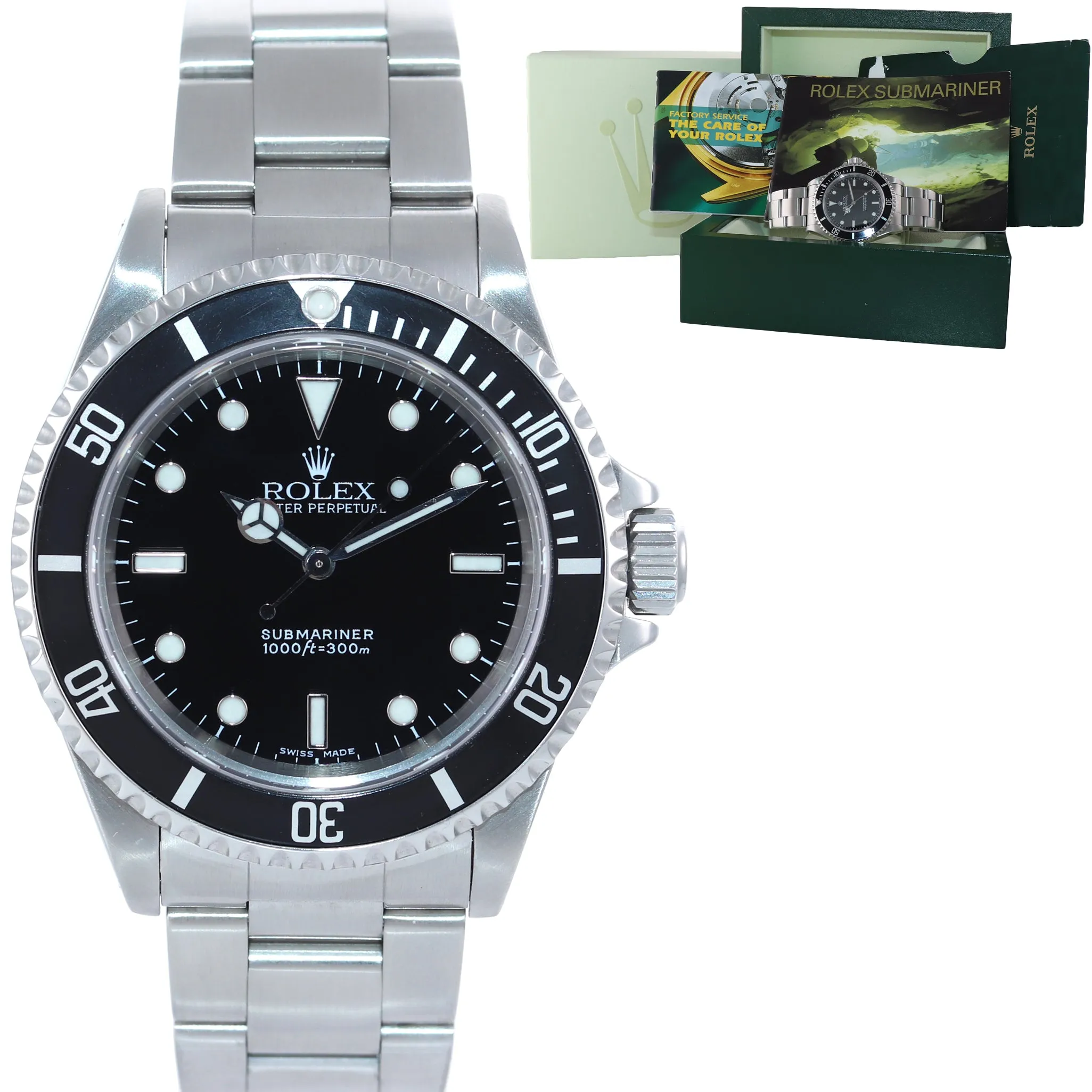 Copy of 2002 Rolex Submariner No-Date 14060m Steel Black Dial Dive 40mm Watch Box