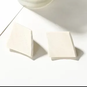 Cream Diamond Shaped Wooden Earrings
