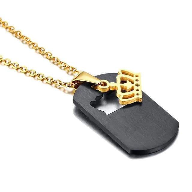 Crown Stainless Steel Personalized Couple Necklaces