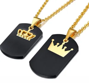 Crown Stainless Steel Personalized Couple Necklaces