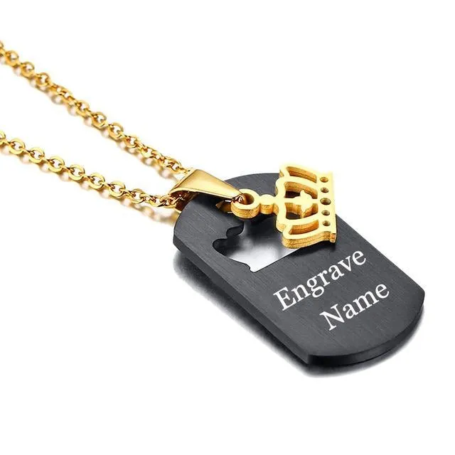 Crown Stainless Steel Personalized Couple Necklaces