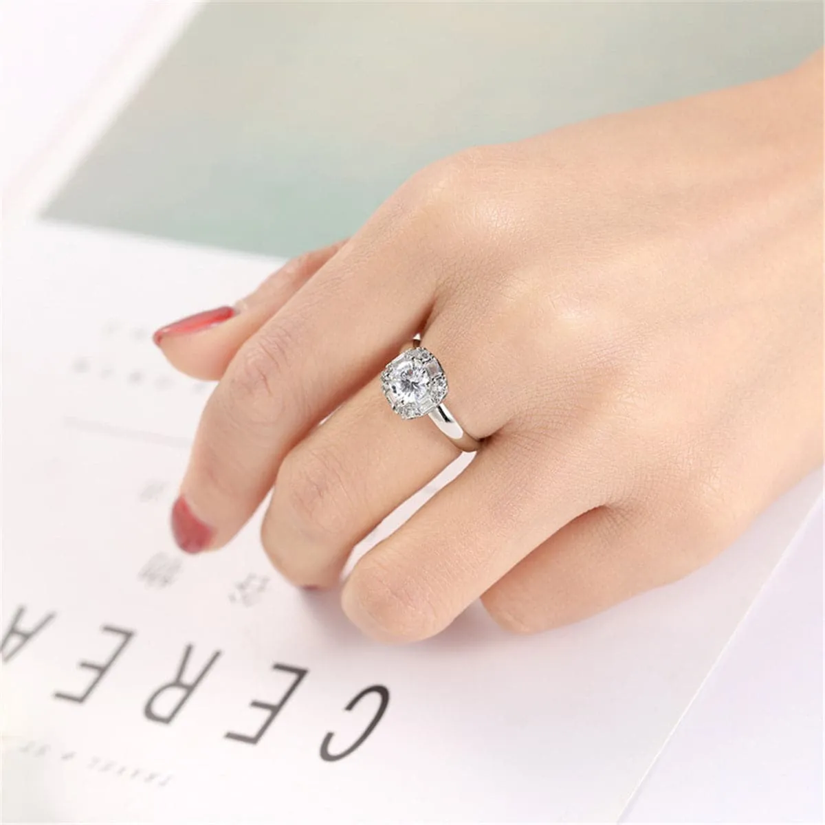 Crystal & Cubic Zirconia Halo Ring