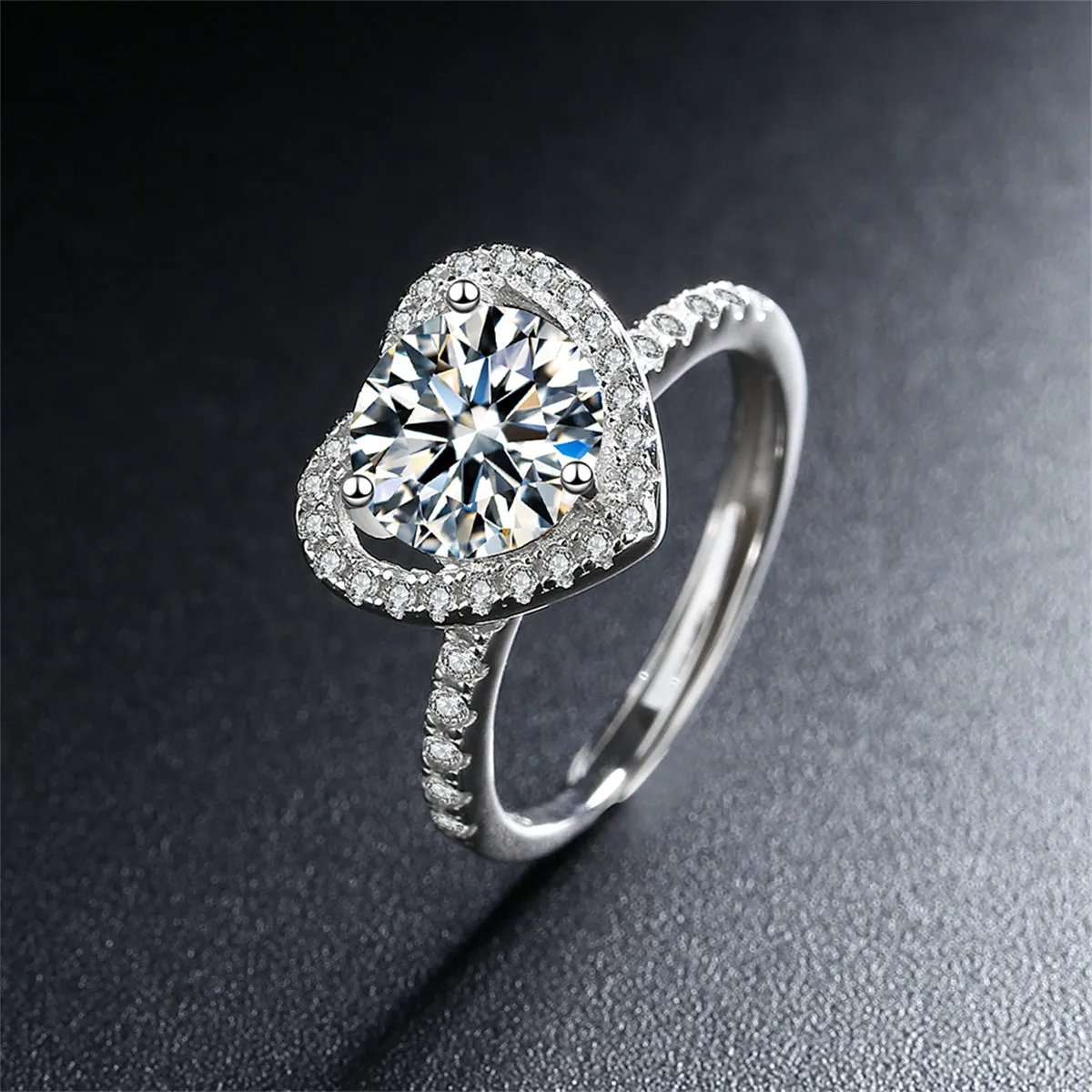 Crystal & Cubic Zirconia Heart Adjustable Ring