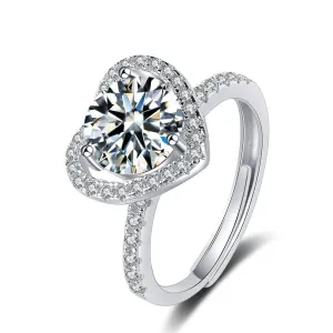 Crystal & Cubic Zirconia Heart Adjustable Ring