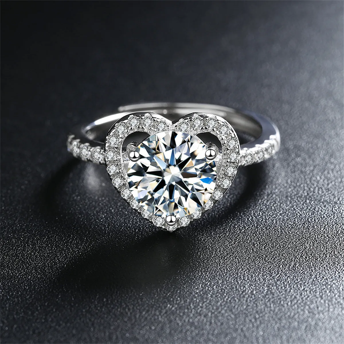 Crystal & Cubic Zirconia Heart Adjustable Ring