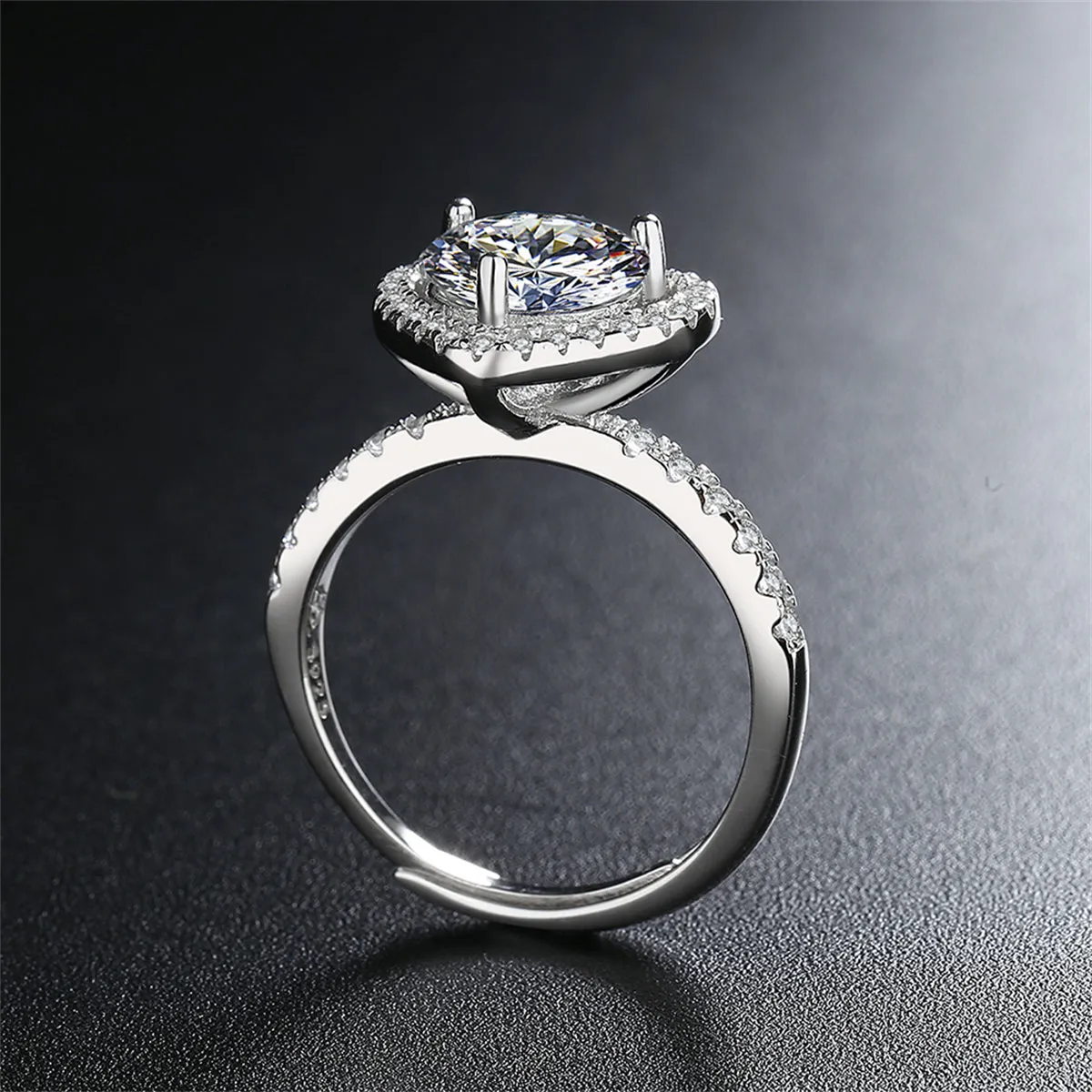 Crystal & Cubic Zirconia Heart Adjustable Ring