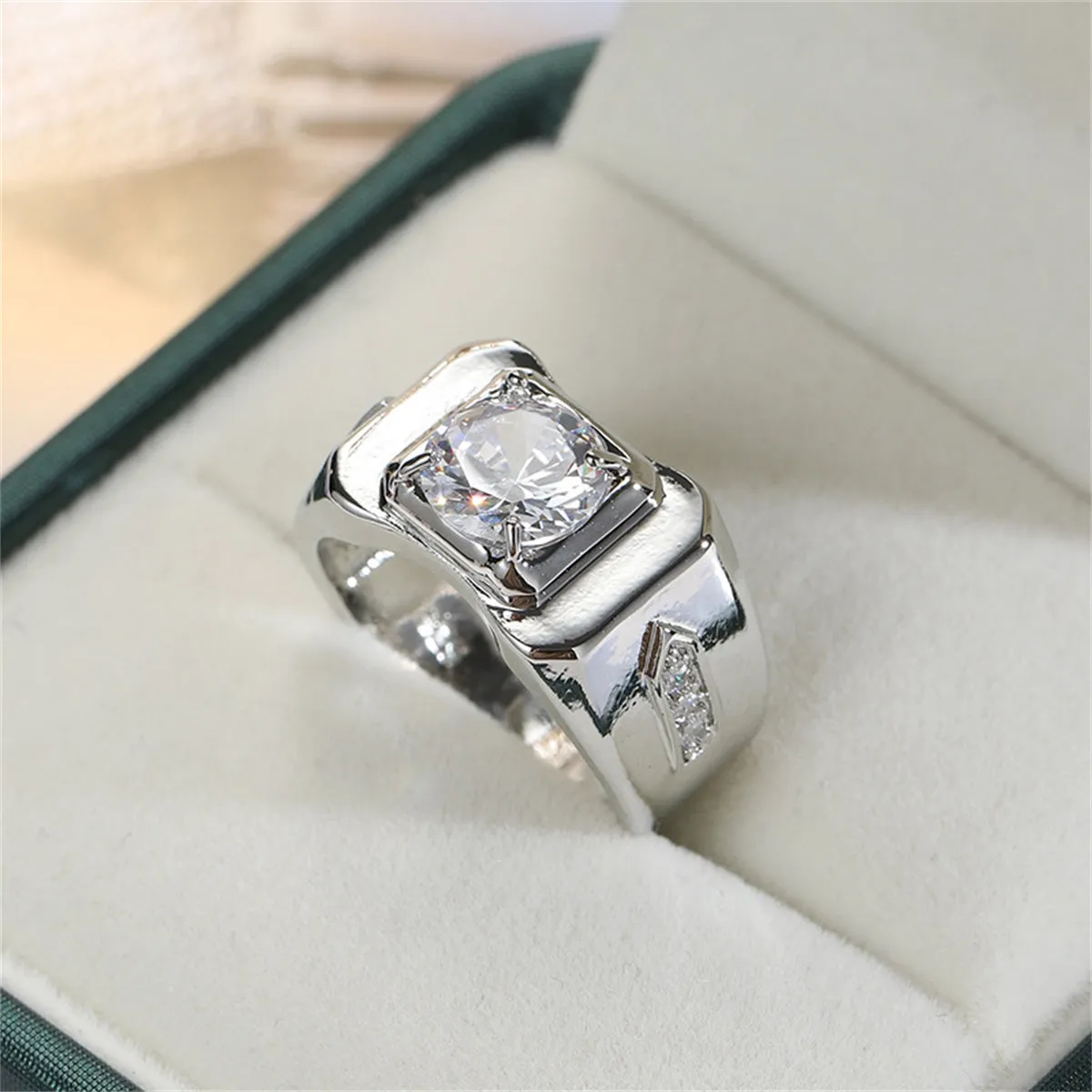 Crystal & Cubic Zirconia Round-Cut Square Illusion Ring
