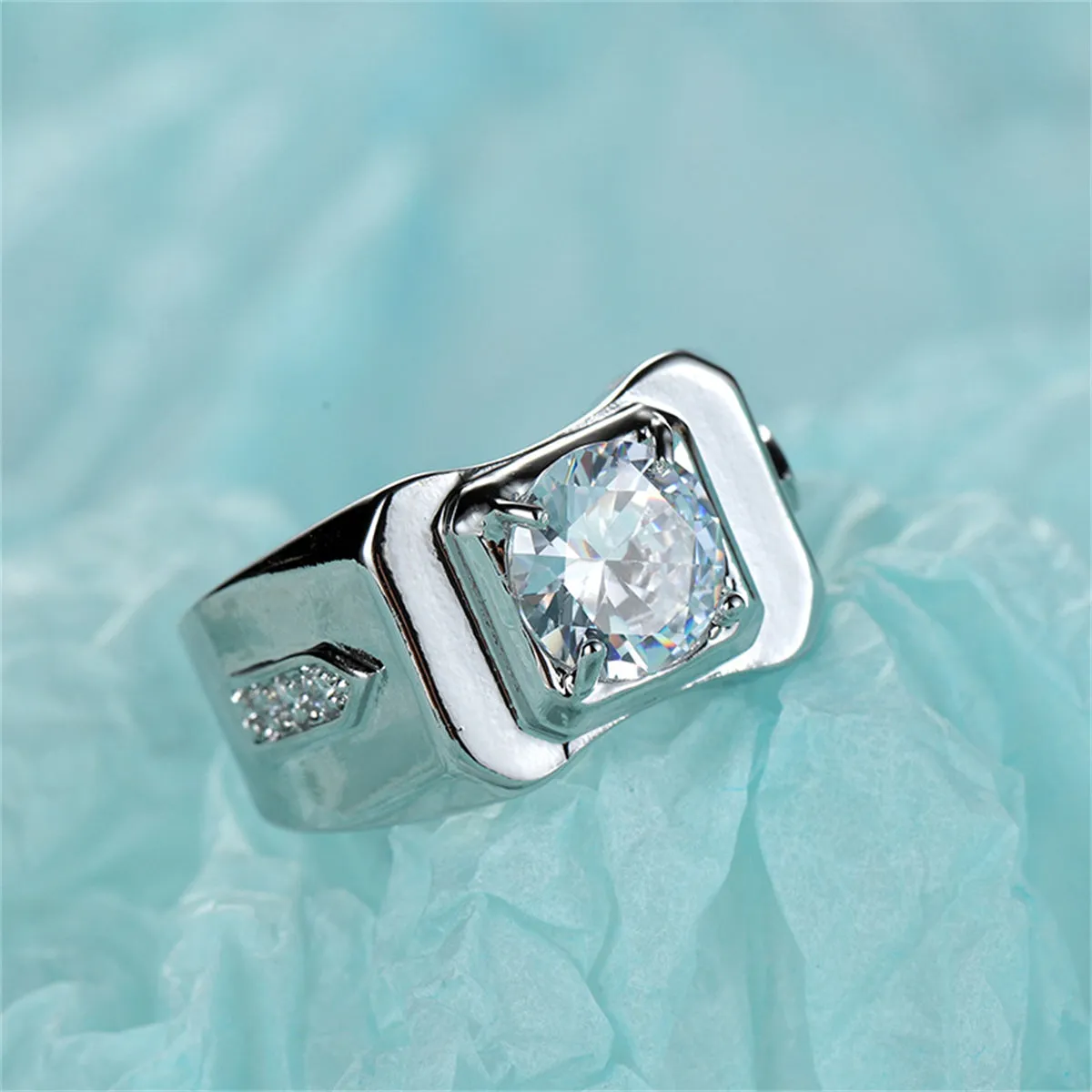 Crystal & Cubic Zirconia Round-Cut Square Illusion Ring