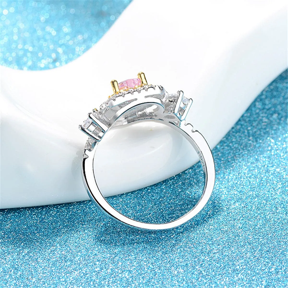 Crystal & Cubic Zirconia Two-Tone Heart Ring