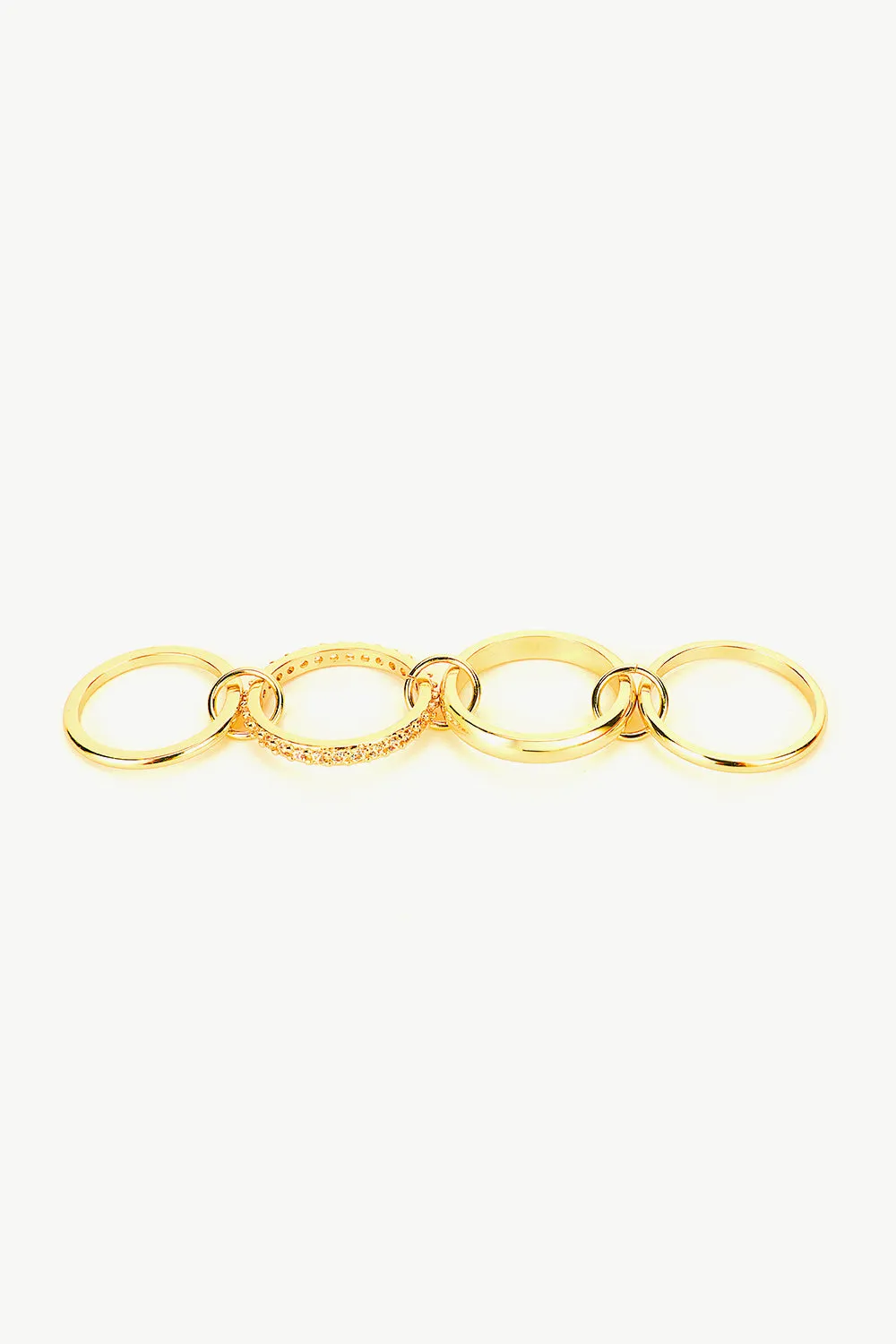 Cubic Zircon Four-Finger Combined Ring