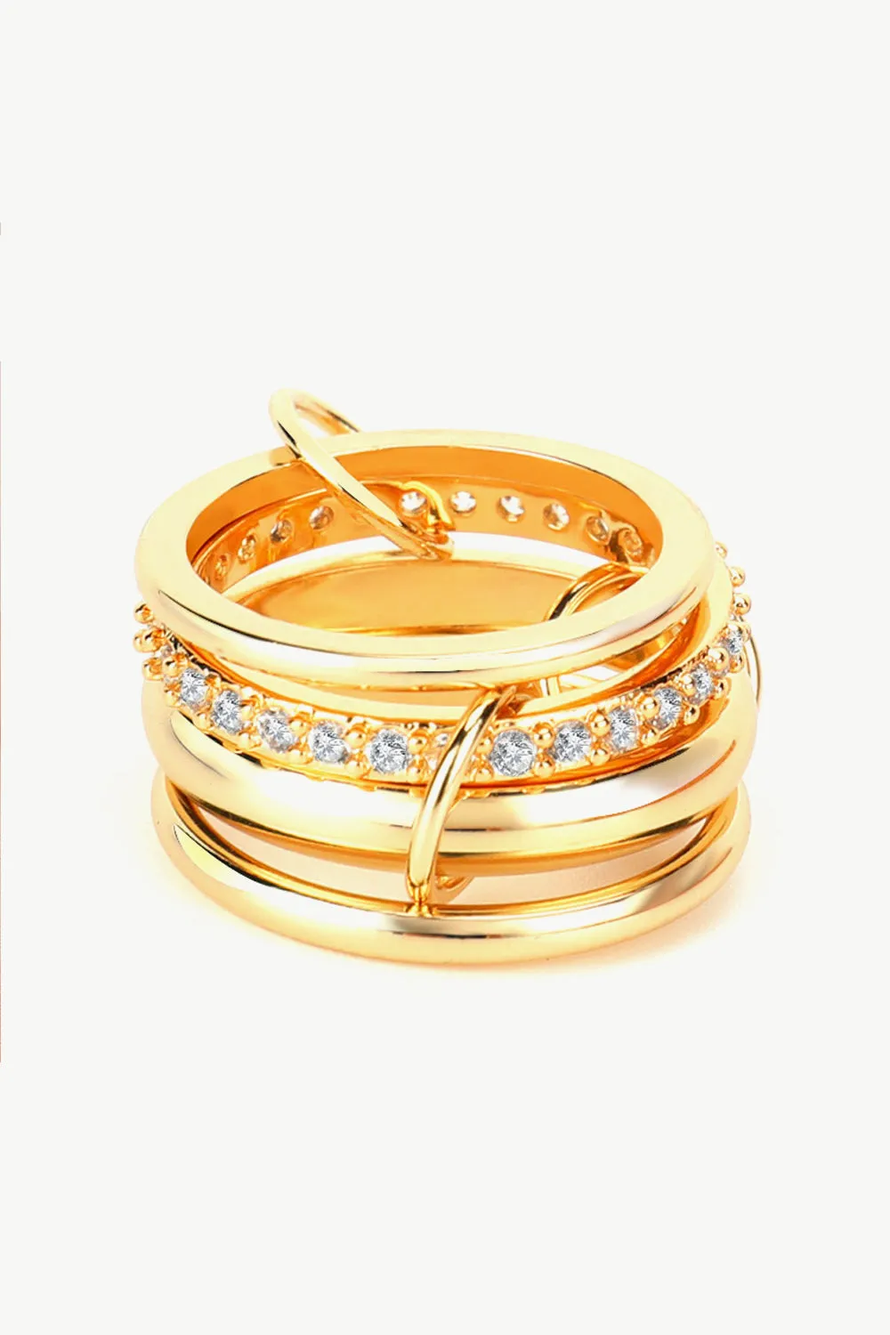 Cubic Zircon Four-Finger Combined Ring