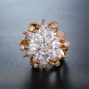 Cubic Zirconia & 18K Gold-Plated Snowflake Ring