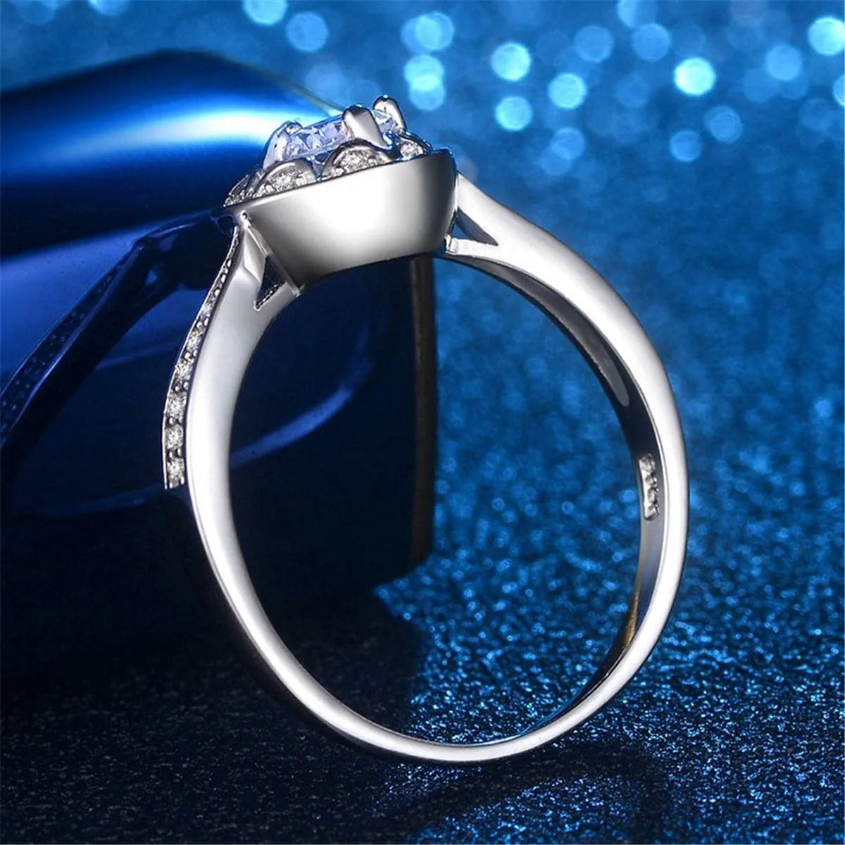 Cubic Zirconia & Silver-Plated Heart Ring