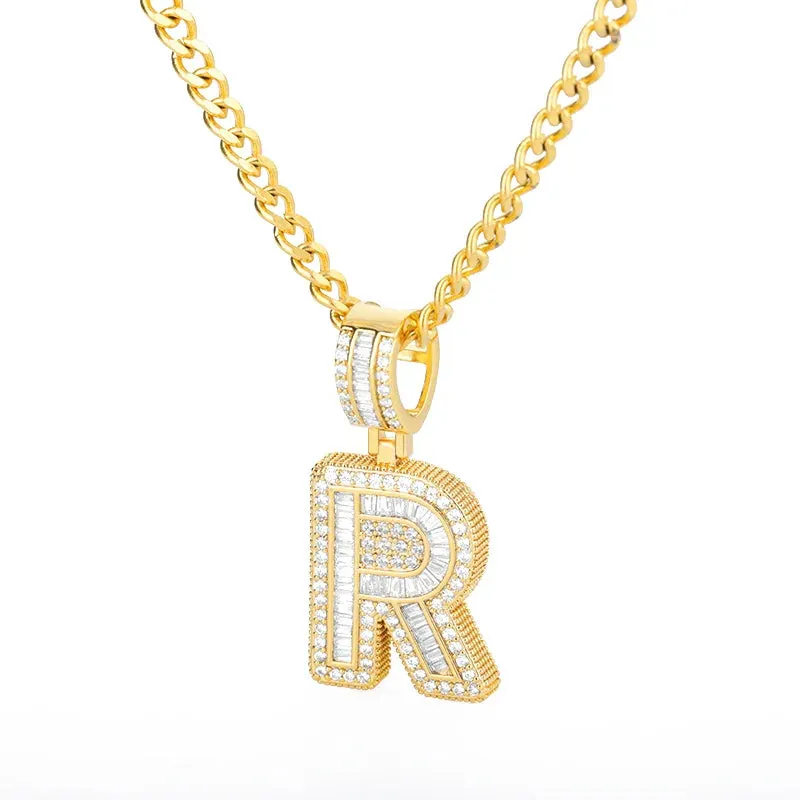 Cubic Zirconia Letters A-Z Pendant Necklaces Iced Out Rock Candy Style Initial Charms Necklace Fantastic Jewelry Gift