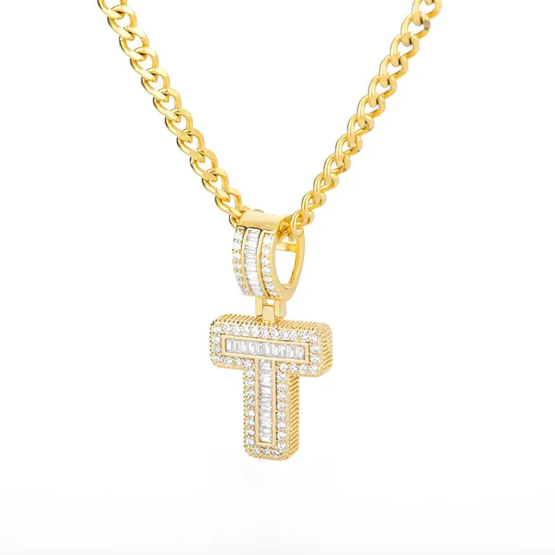 Cubic Zirconia Letters A-Z Pendant Necklaces Iced Out Rock Candy Style Initial Charms Necklace Fantastic Jewelry Gift