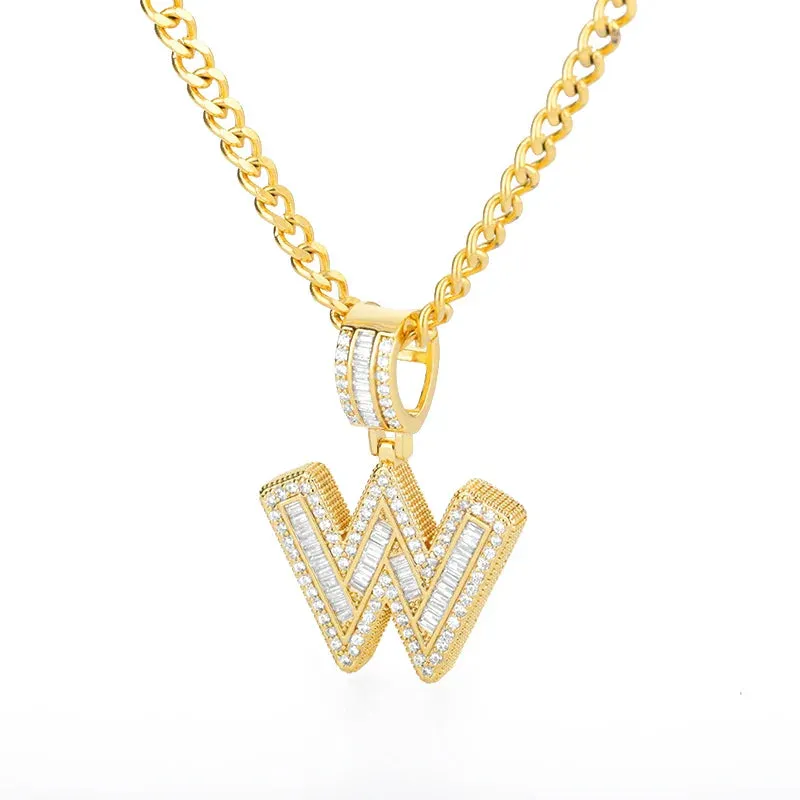 Cubic Zirconia Letters A-Z Pendant Necklaces Iced Out Rock Candy Style Initial Charms Necklace Fantastic Jewelry Gift