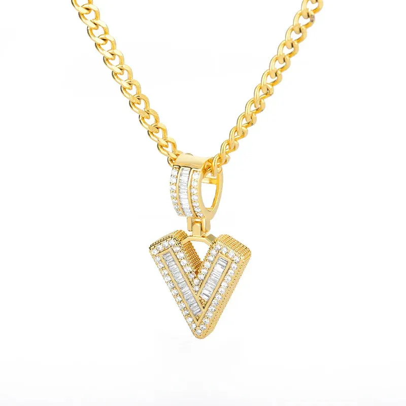 Cubic Zirconia Letters A-Z Pendant Necklaces Iced Out Rock Candy Style Initial Charms Necklace Fantastic Jewelry Gift