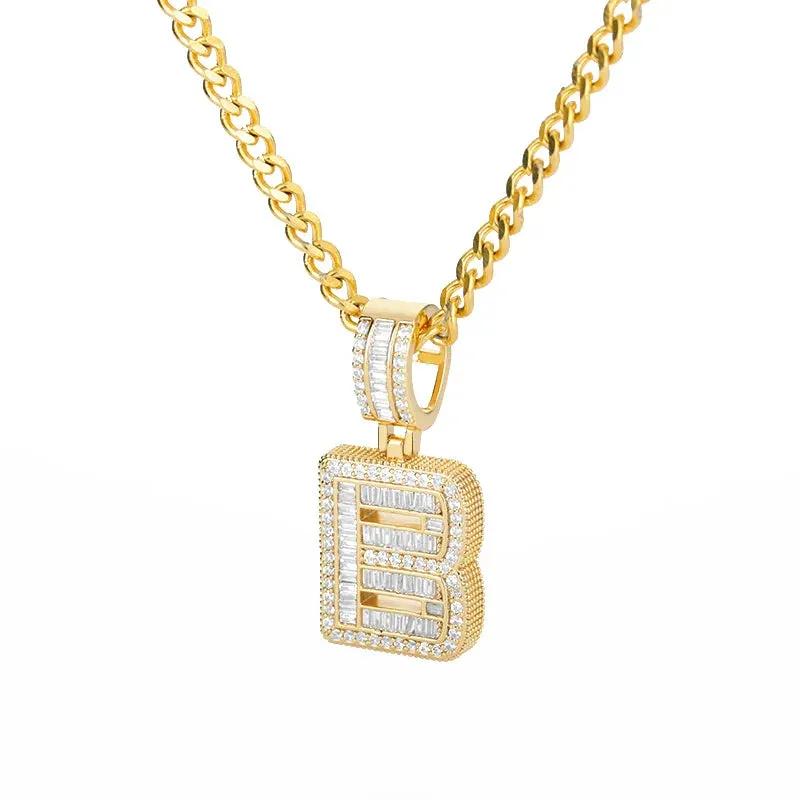 Cubic Zirconia Letters A-Z Pendant Necklaces Iced Out Rock Candy Style Initial Charms Necklace Fantastic Jewelry Gift