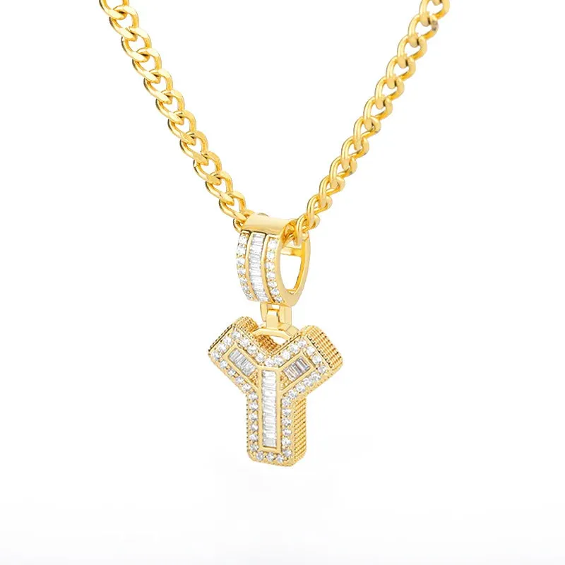 Cubic Zirconia Letters A-Z Pendant Necklaces Iced Out Rock Candy Style Initial Charms Necklace Fantastic Jewelry Gift