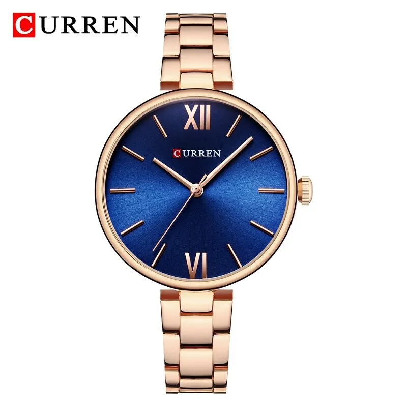 CURREN Fashion Black Women Watches Top Brand Luxury Classic Woman WristWatch Casual Simple Analog Quartz Ladies Wristwatch Clock