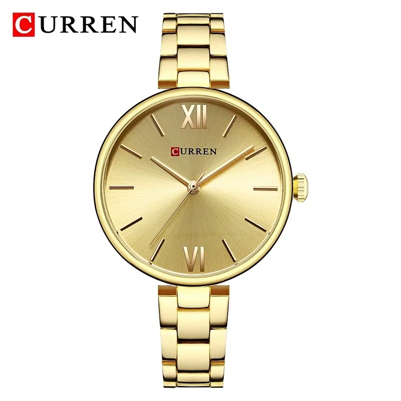 CURREN Fashion Black Women Watches Top Brand Luxury Classic Woman WristWatch Casual Simple Analog Quartz Ladies Wristwatch Clock