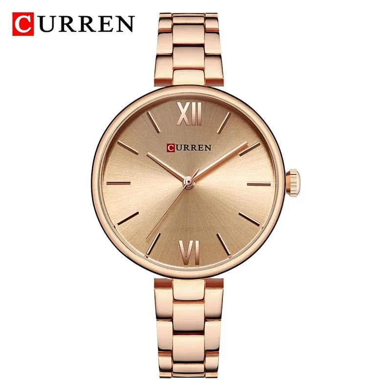 CURREN Fashion Black Women Watches Top Brand Luxury Classic Woman WristWatch Casual Simple Analog Quartz Ladies Wristwatch Clock