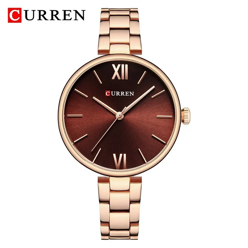 CURREN Fashion Black Women Watches Top Brand Luxury Classic Woman WristWatch Casual Simple Analog Quartz Ladies Wristwatch Clock
