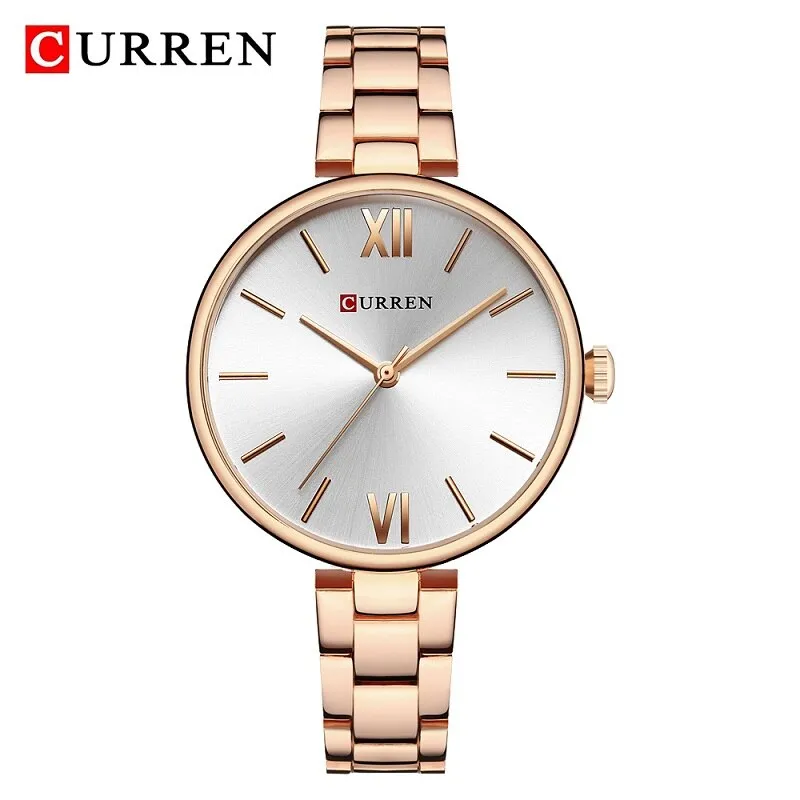 CURREN Fashion Black Women Watches Top Brand Luxury Classic Woman WristWatch Casual Simple Analog Quartz Ladies Wristwatch Clock