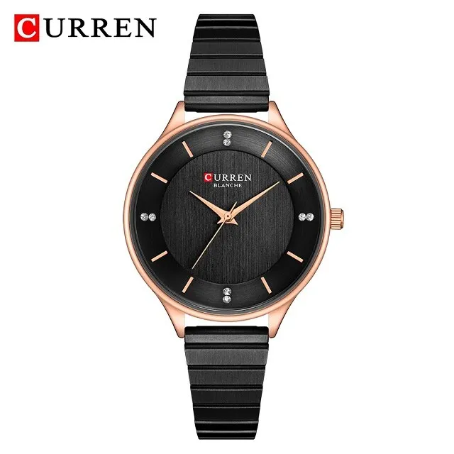 CURREN Ladies Watches Fashion Silver Analog Quartz Stainless Steel Wrist Watch Women Luxury Crystal Rhinestone Dress Women Clock