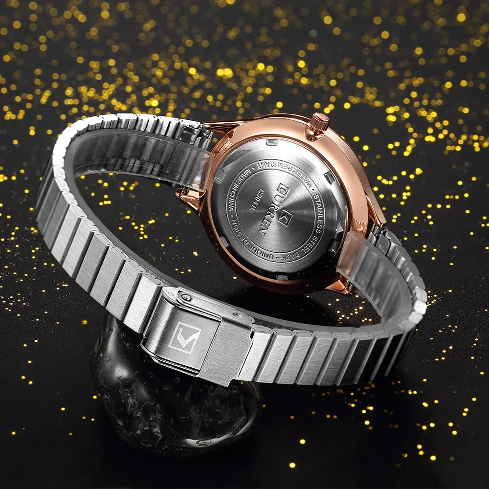 CURREN Ladies Watches Fashion Silver Analog Quartz Stainless Steel Wrist Watch Women Luxury Crystal Rhinestone Dress Women Clock