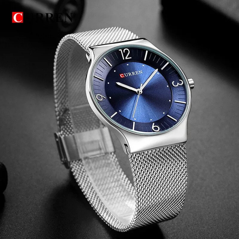 CURREN Men Watches 2022 Luxury Brand Army Watch Men Stainless Steel Mesh Watches Mens Ultra-thin Quartz Wristwatch Male Clock