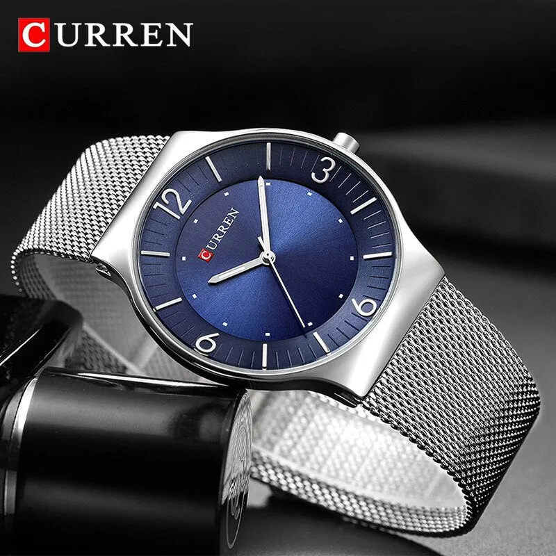 CURREN Men Watches 2022 Luxury Brand Army Watch Men Stainless Steel Mesh Watches Mens Ultra-thin Quartz Wristwatch Male Clock