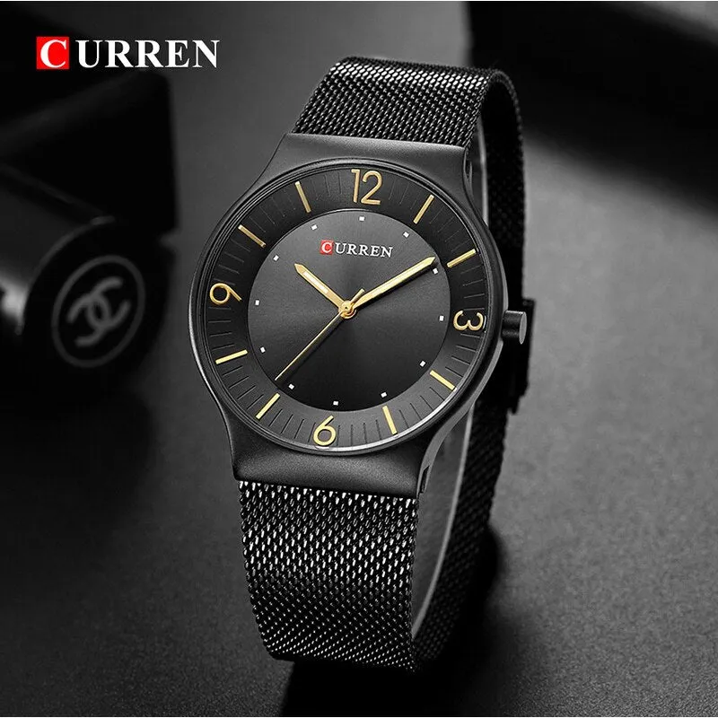 CURREN Men Watches 2022 Luxury Brand Army Watch Men Stainless Steel Mesh Watches Mens Ultra-thin Quartz Wristwatch Male Clock