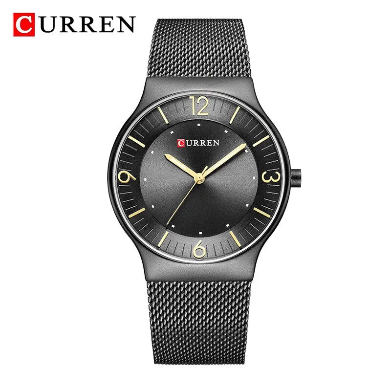 CURREN Men Watches 2022 Luxury Brand Army Watch Men Stainless Steel Mesh Watches Mens Ultra-thin Quartz Wristwatch Male Clock