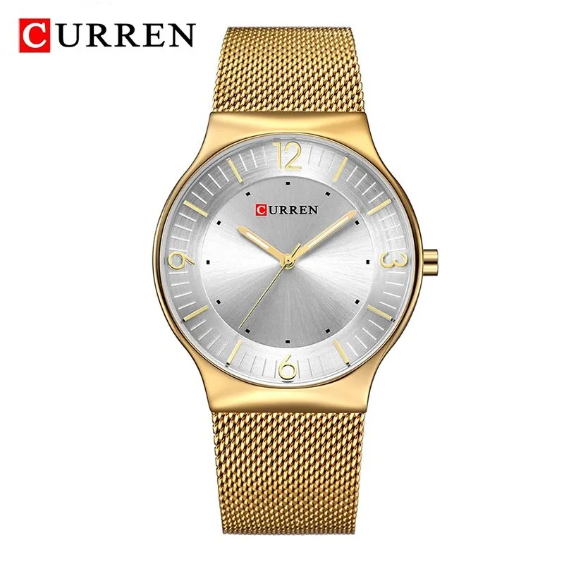 CURREN Men Watches 2022 Luxury Brand Army Watch Men Stainless Steel Mesh Watches Mens Ultra-thin Quartz Wristwatch Male Clock