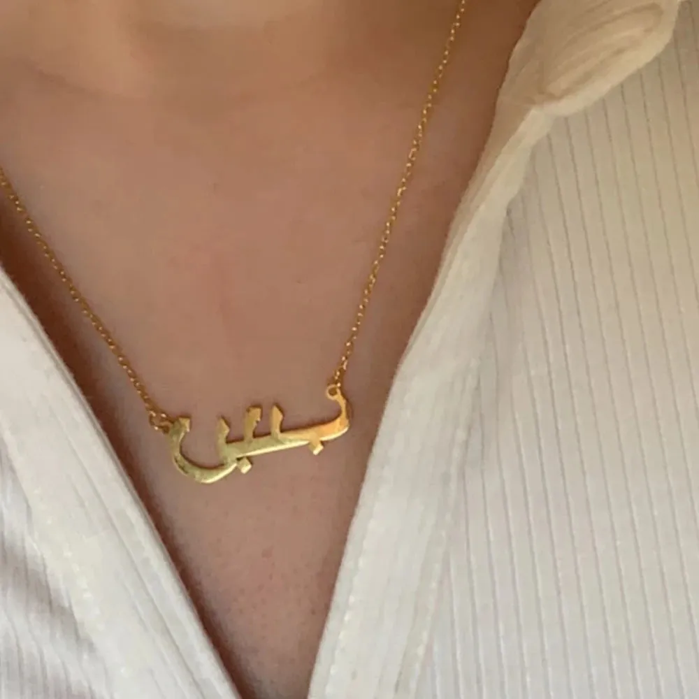 Custom Arabic Name Necklace for Women Gold Stainless Steel Letter Nameplate Pendant Personalized Islamic Necklaces Jewelry Gift