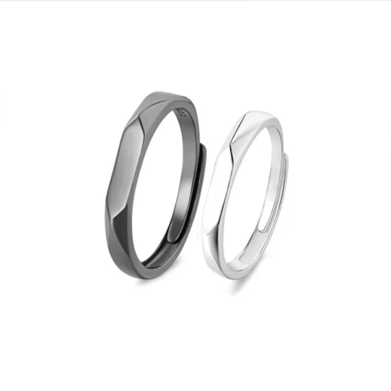 Custom Black & White Pair Of Rings Personalized Name Engraved Couple Rings