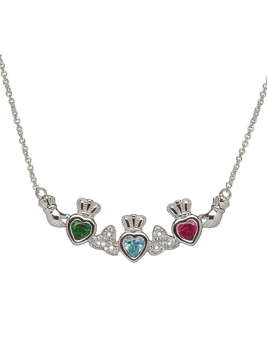 Custom Family Birthstone Claddagh Necklace