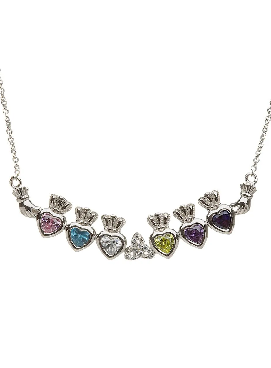 Custom Family Birthstone Claddagh Necklace