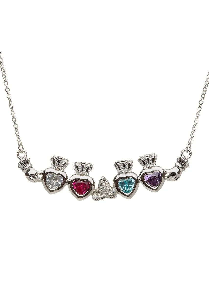 Custom Family Birthstone Claddagh Necklace