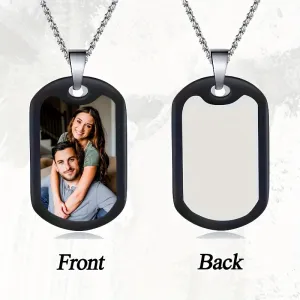 Custom Men's Photo Necklace - Stainless Steel Silvery Dog Tag Pendant