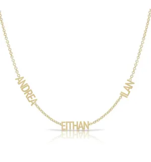 Custom Multiple Names Necklace with Diamond Bezel
