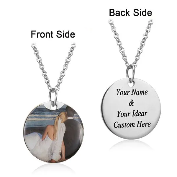 Custom Photo Initial Letter Heart Necklace Personalized Any Photo/Name Jewelry