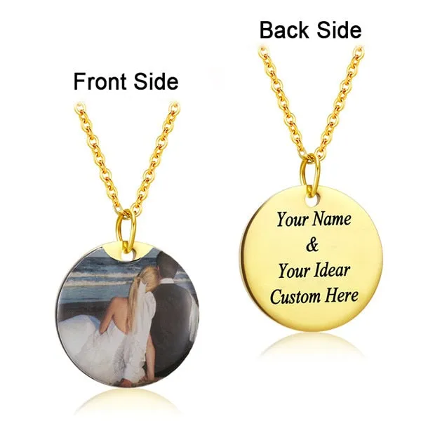 Custom Photo Initial Letter Heart Necklace Personalized Any Photo/Name Jewelry