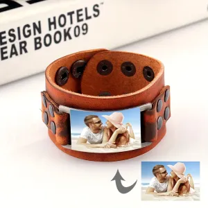 Custom Photo Leather Bracelet for Men & Women