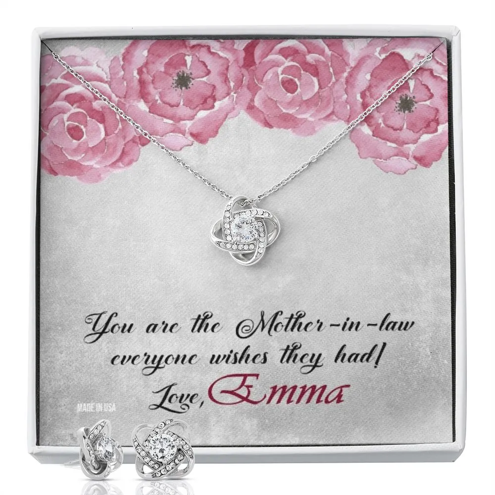 Custom You Are Mother In Law 14k White Gold Interlocking Heart Pendant Necklace Jewelry Gifts For Mom Wife Grandma Auntie Mother Day