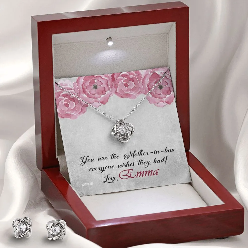 Custom You Are Mother In Law 14k White Gold Interlocking Heart Pendant Necklace Jewelry Gifts For Mom Wife Grandma Auntie Mother Day