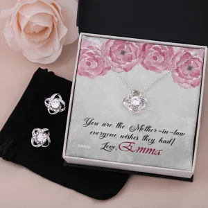 Custom You Are Mother In Law 14k White Gold Interlocking Heart Pendant Necklace Jewelry Gifts For Mom Wife Grandma Auntie Mother Day