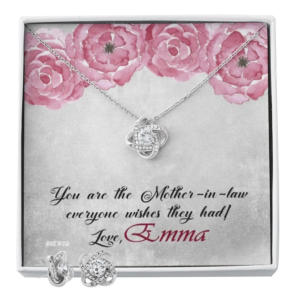 Custom You Are Mother In Law 14k White Gold Interlocking Heart Pendant Necklace Jewelry Gifts For Mom Wife Grandma Auntie Mother Day